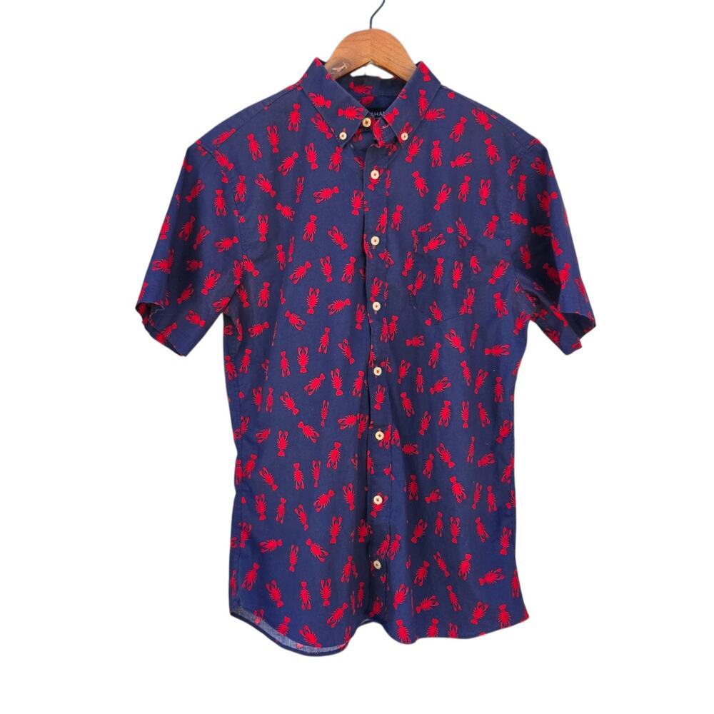 Nick Graham Lobster Short Sleeve Button-Down Shirt Navy Size L